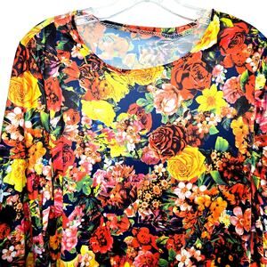 L Show XL Multicolor Floral Women's Long Sleeves Dress Miss Size 16 18 Extra